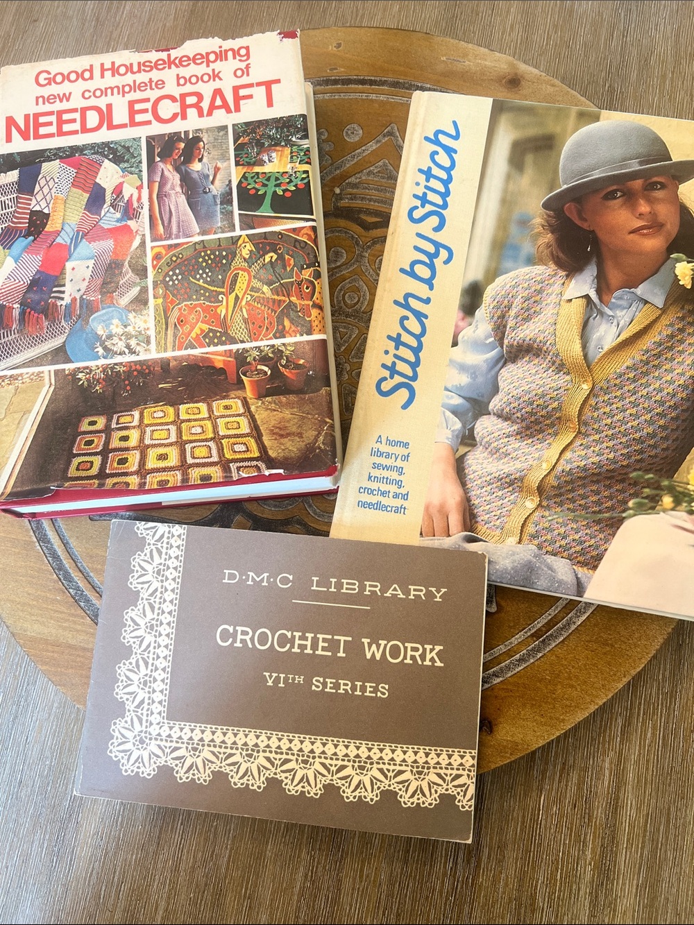 Set of 3 Vintage Needlework and Crochet Work Books. All your sewing needs.